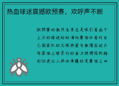 热血球迷震撼欧预赛，欢呼声不断
